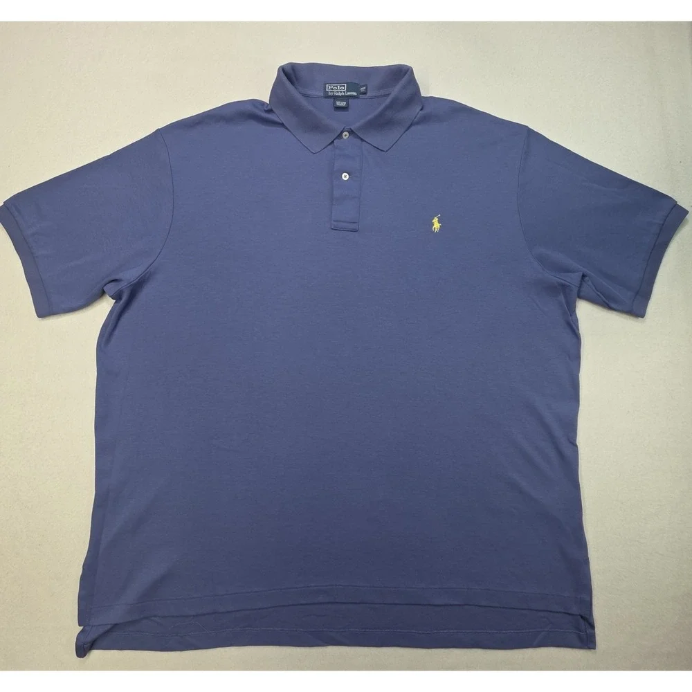 Polo Ralph Lauren Polo Shirt Mens‎ 2XB Blue Gray LIMITED USE Yellow Pony Soft